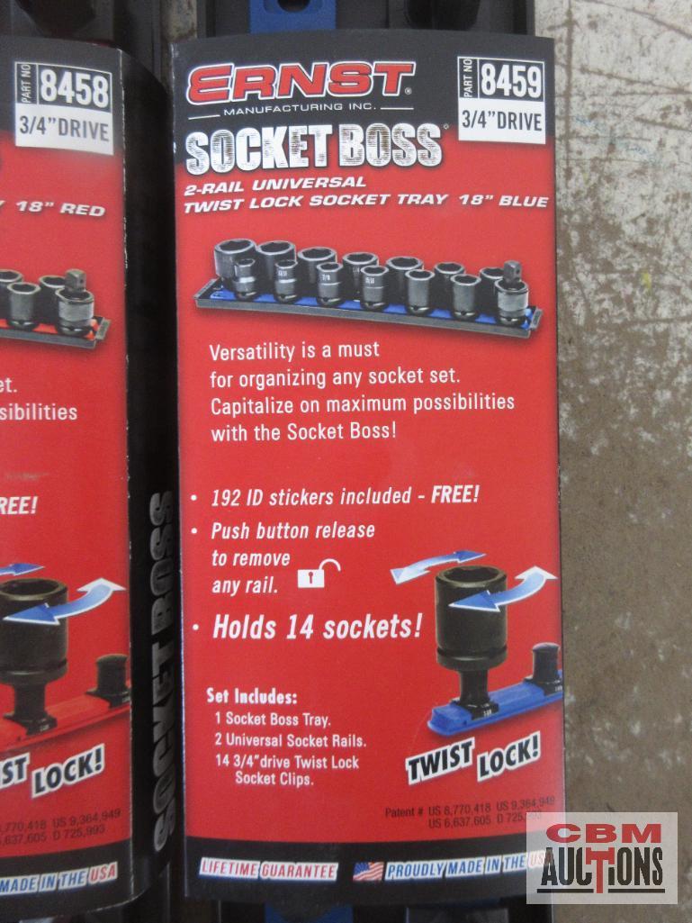 Ernst 8458 2-Rail Universal Twist Lock Socket Tray 18" - Red for (3/4" Drive) 84592-Rail Universal