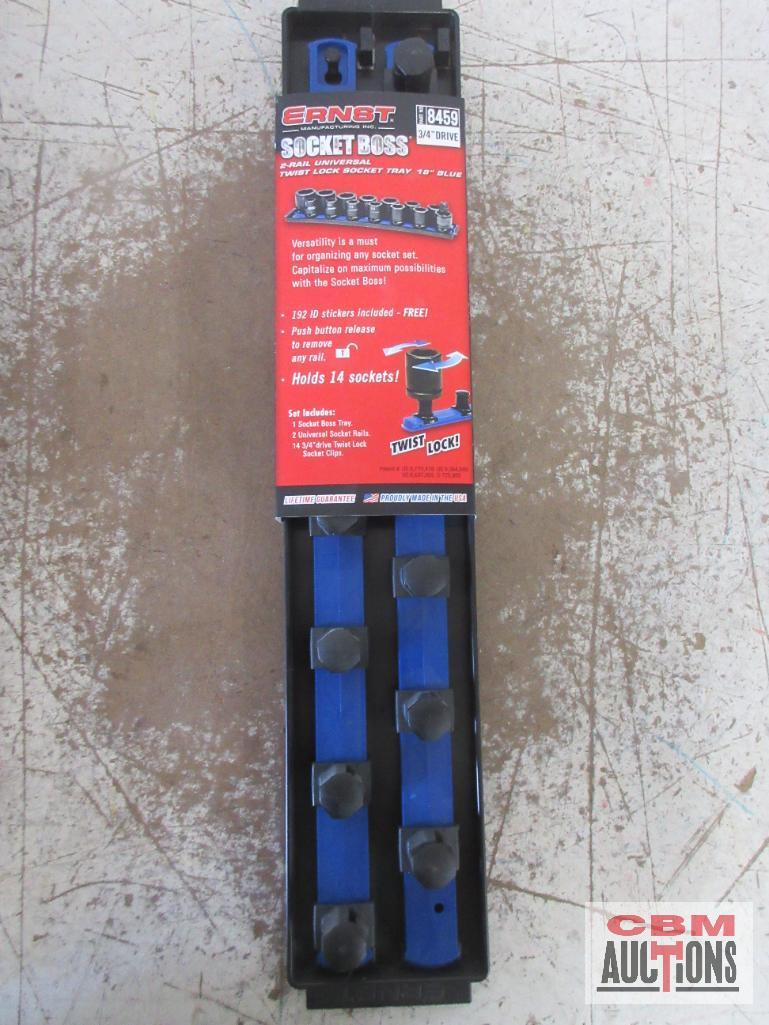 Ernst 8458 2-Rail Universal Twist Lock Socket Tray 18" - Red for (3/4" Drive) 84592-Rail Universal