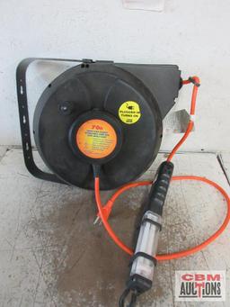70' Heavy Duty Plastic Retractable Cord Reel w/ Angle Light - Runs