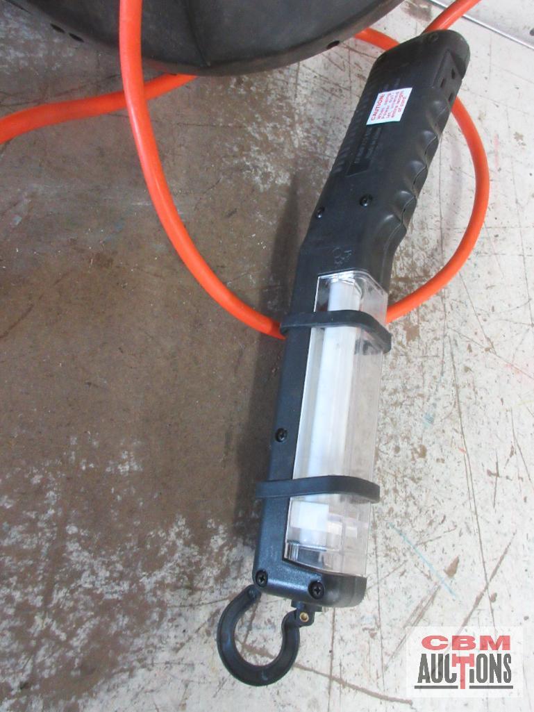 70' Heavy Duty Plastic Retractable Cord Reel w/ Angle Light - Runs