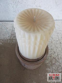 3 Ash Trays & Candle w/ Stand
