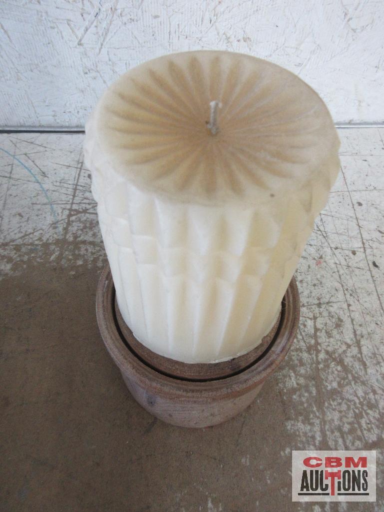 3 Ash Trays & Candle w/ Stand