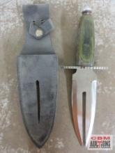 Split Knife w/ Wood Handle & Leather Sheath