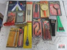 Hand Tools & Misc. Ice Scrapers, 5-n-1 Scraper, Wire Brush, 2pc Bicycle Hooks, Go Thru Scratch Awl,