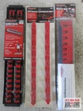 Ernst 2 Rail 3/8" Universal Twist Lock Socket Tray, Low Profile Screwdriver Rails & Wrench Rail Set