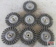 Weiler 08776 Roughneck Jr. 6" Filler Pass Brushes, .023 Steel Wire, 5/8"-11 Nut - Set of 7(+/-)