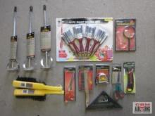 Painting Supplies & Misc, Paint Brush Set, Aluminum Square, Wire Brush, Utility Knife, Hand Brooms,