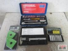 Hand Tools 9pc 1/4" Drive Deep Socket Set w/ Metal Storage Case, Digital Caliper, Welding Magnet &