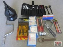 Hand Tools & Misc. Hitch Pin, Tire Gauge, Oil Filter Wrench, Terminal Cleaner Brush, Auto Kit,