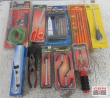 Hand Tool Assortment Go Thru Scratch Awl, Scissors, Tire Gauge, Flashlight, Screwdriver & Bits, 4pc