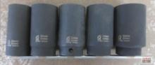 Sunex 5pc 1/2" Drive, 6pt Deep Metric Impact Socket Set w/ Storage Rail (26mm, 30mm, 32mm, 33mm, &