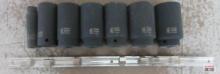 Sunex 7pc 1/2" Drive, 6pt Deep SAE Impact Socket Set w/ Storage Rail (11mm, 26mm, 30mm, 32mm, 33mm,