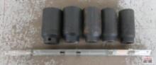 Wright 5pc 1/2" Drive 6pt Metric Impact Socket Set w/ Storage Rail - USA 29mm, 30mm, 34mm, 35mm,