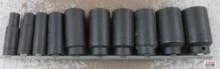 Wright 10pc 1/2" Drive 6pt Metric Impact Socket Set w/ Storage Rail - USA 11mm, 14mm, 16mm, 21mm,
