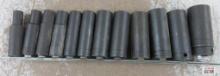 Wright 12pc 1/2" Drive 6pt Metric Impact Socket Set w/ Storage Rail - USA 10mm, 11mm, 13mm, 14mm,