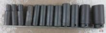 Wright 12pc 1/2" Drive 6pt Metric Impact Socket Set w/ Storage Rail - USA 10mm, 11mm, 13mm, 14mm,