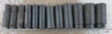Wright - USA 12pc 1/2" Drive 6pt Metric Imoact Socket Set w/ Storage Rail 10mm, 11mm, 13mm, 14mm,