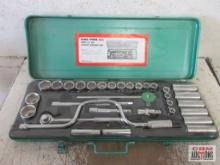 Ram-Tool 0843 33pc 1/2" Drive 6pt Chrome Socket Wrench Set w/ Metal Storage Case Deep 1/2" to 15/16"