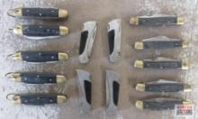 Multi-Toll Key Chain Pocket Knives - Set of 5 Silver & Black Pocket Knives w/ 3.5" Blade - Set of 4