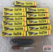 Tanto 6" Knives, Stainless Steel Bade w/ Wood Handle & Leather Sheath - Set of 12(+/-)