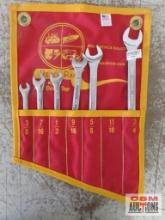 6pc Unbranded Combination Wrench Set w/ Rench Wrap Storage Pouch 3/8", 7/16", 1/2", 9/16", 5/8",
