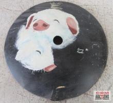 18-1/2" Hand Painted Disc Blade "Pigs" - 1984 Tammy Trimble
