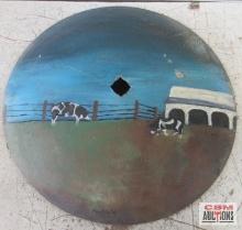 20" Hand Painted Disc Blade "Pigs on Farm" - Martin W.