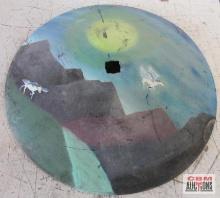 20" Hand Painted Disc Blade "Fantasy - Flying Horses"