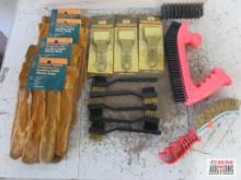 Wire Brush Assortment, 3 Position Scrapers & Leather Gloves