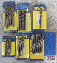 Irwin 25pc Drill Bit Set & Drill Bit Gauge 9/32" (5) 1/2" (9) 7/16" (1) 13/32" (5) 15/32" (5)