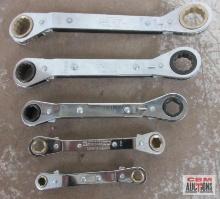 KA-Star 5pc 6pt & 12pt, Metric Box End Ratcheting Wrench Set 7mm x 8mm - 6pt 9mm x 10mm - 6pt 12mm x