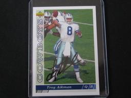 TROY AIKMAN SIGNED TRADING  CARD WITH RED CARPET COA COWBOYS