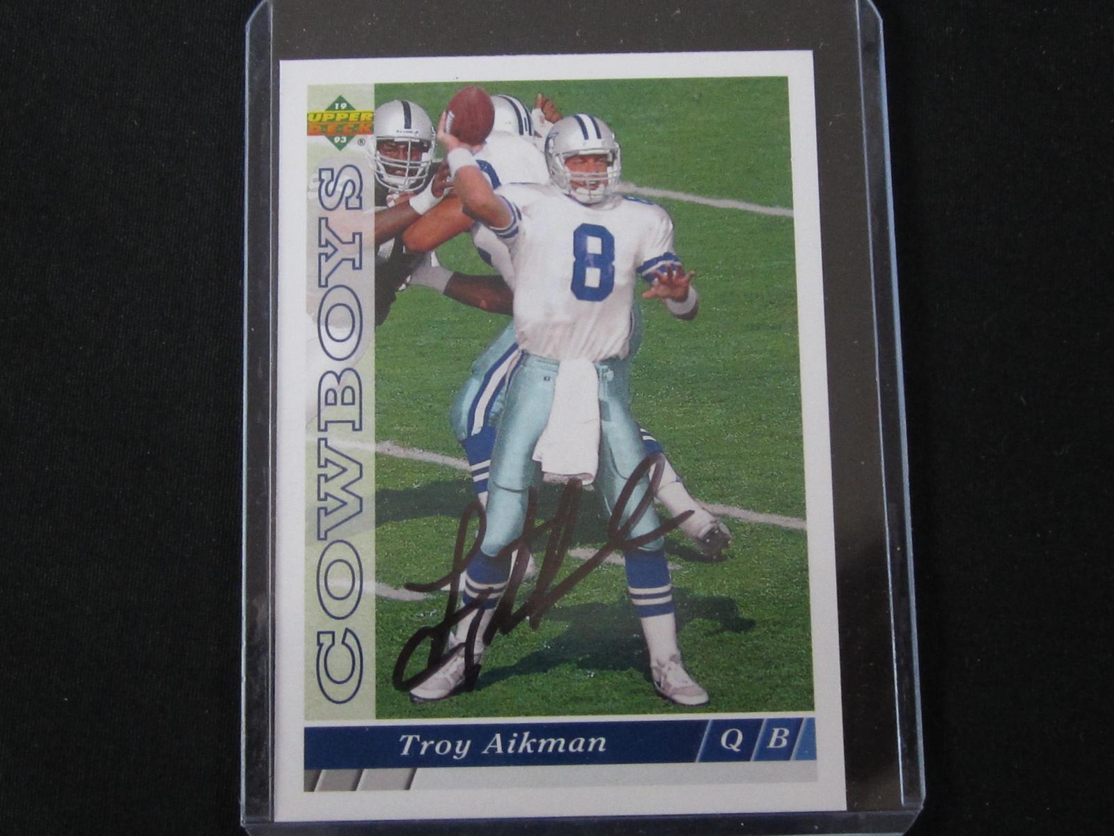 TROY AIKMAN SIGNED TRADING  CARD WITH RED CARPET COA COWBOYS