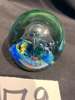 Mid Century Multi Colored Paper Weight 2 3/8