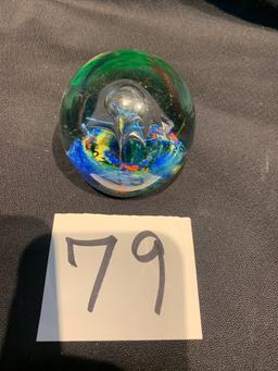 Mid Century Multi Colored Paper Weight 2 3/8