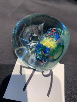 Mid Century Multi Colored Paper Weight 2 3/8