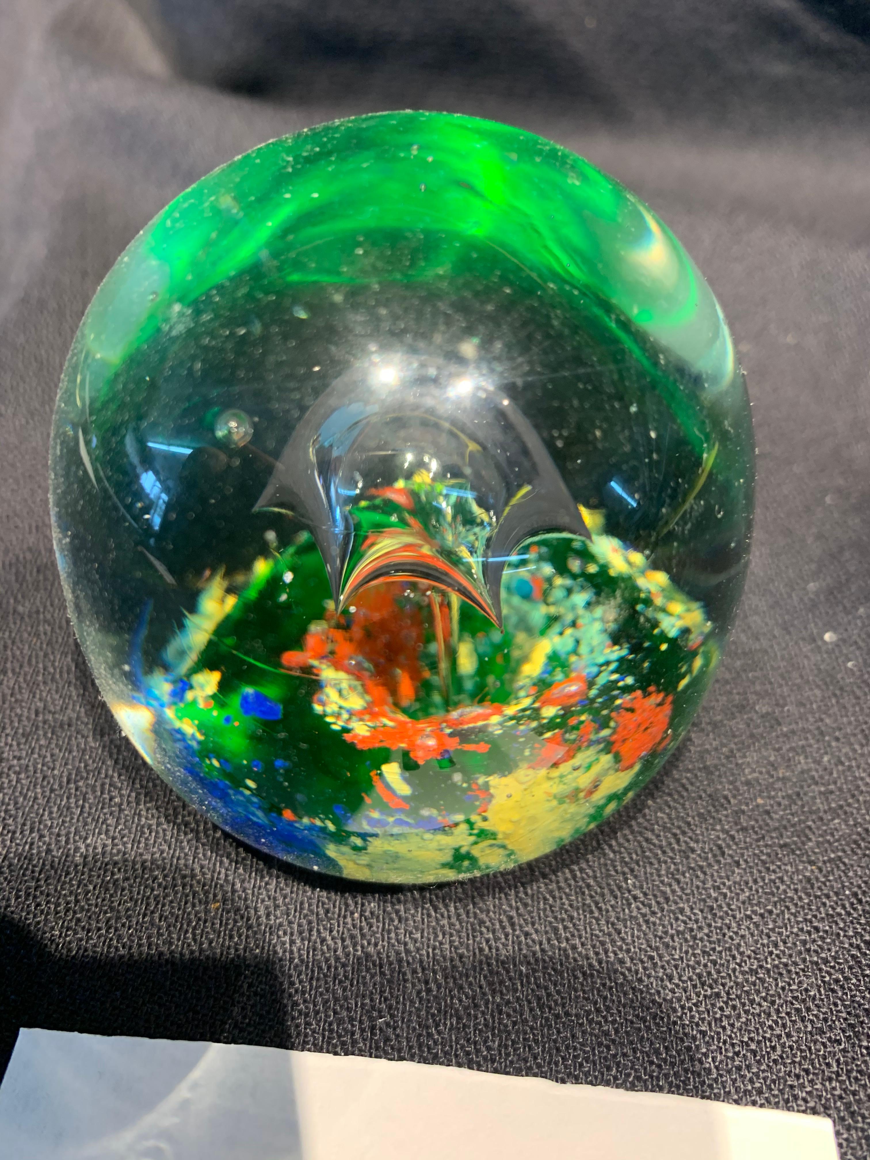 Multi Colored Art Deco Paper Weight 2 3/4 In