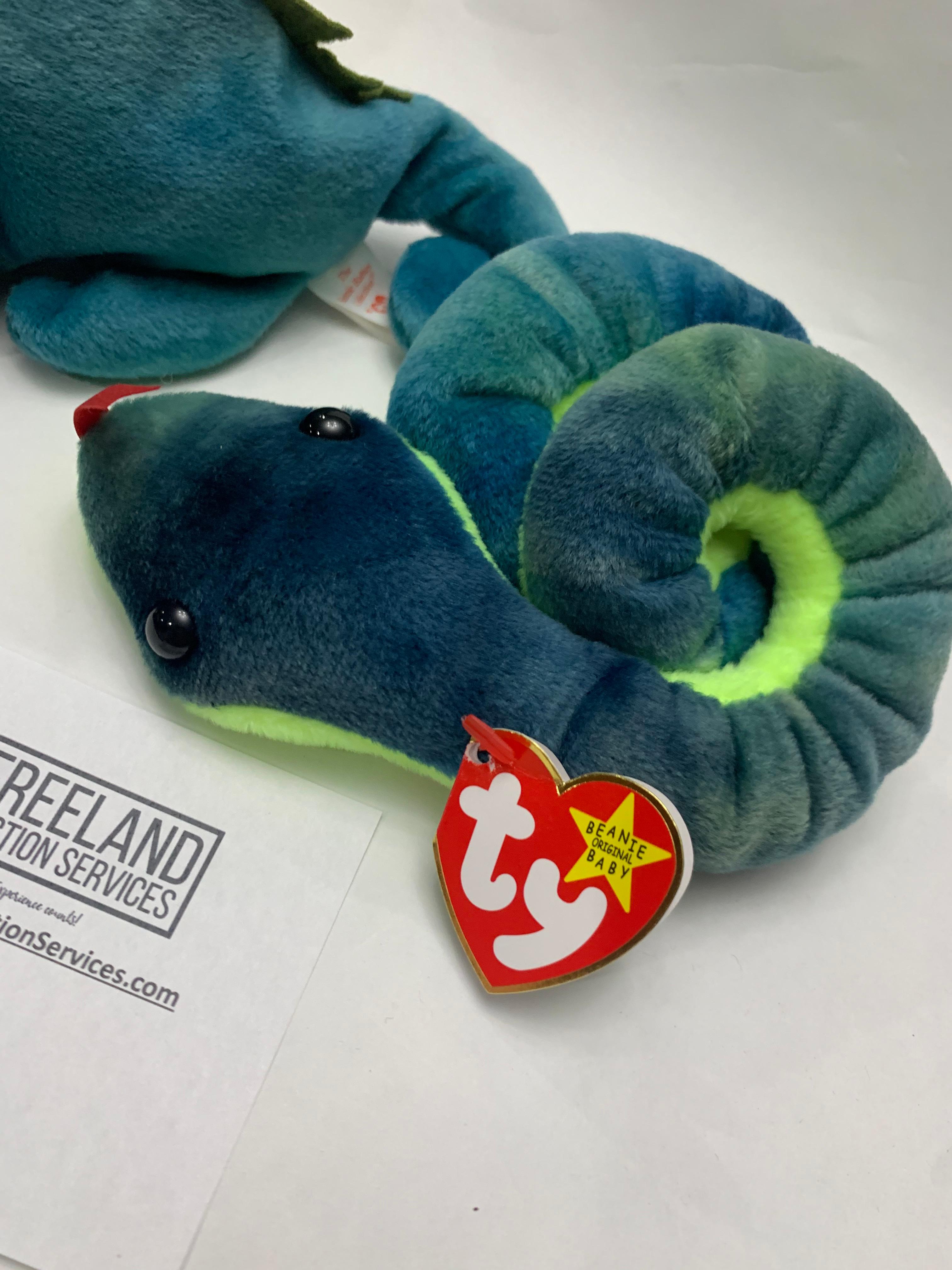 Four Beanie Babies Hissy, Iggy, Quakers, Spinner In Excellent Condition