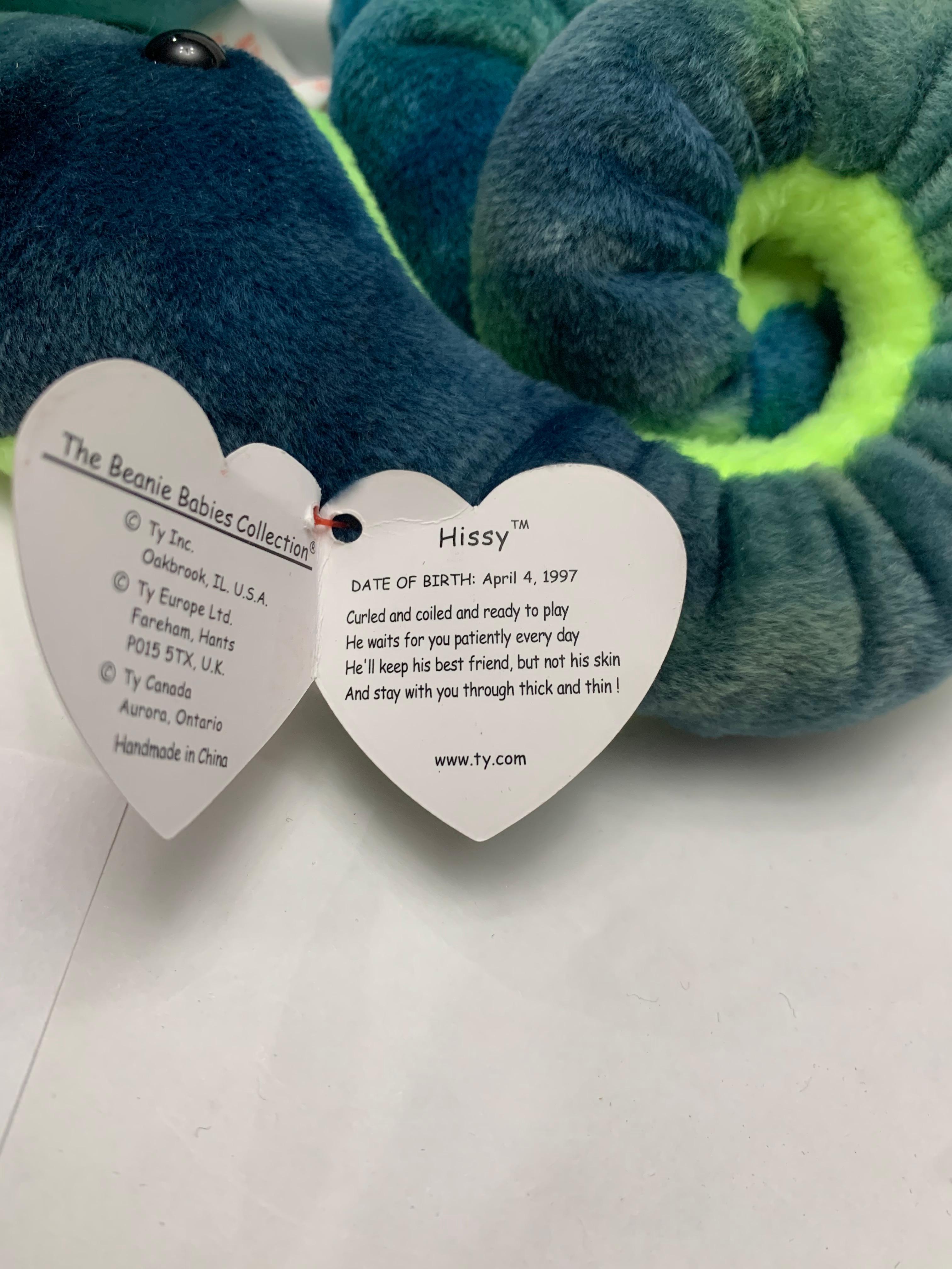 Four Beanie Babies Hissy, Iggy, Quakers, Spinner In Excellent Condition
