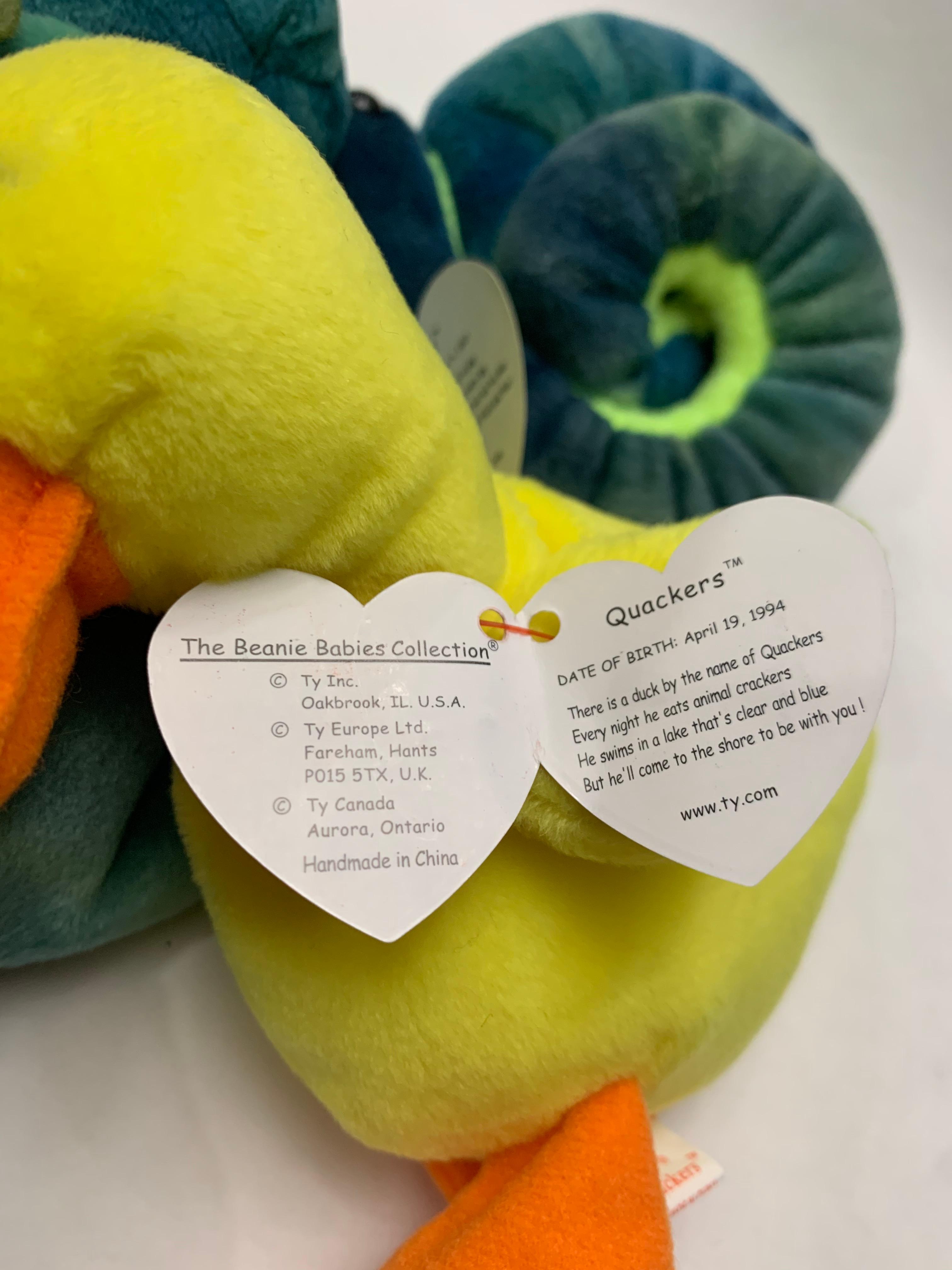 Four Beanie Babies Hissy, Iggy, Quakers, Spinner In Excellent Condition