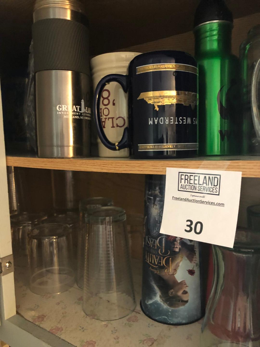 Large group of clean travel mugs