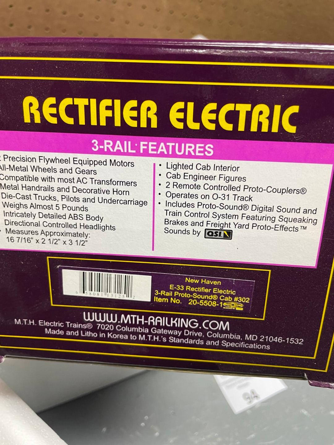 MTH Rail King New Haven E-33 Rectifier Electric 3 Rail Proto-Sound