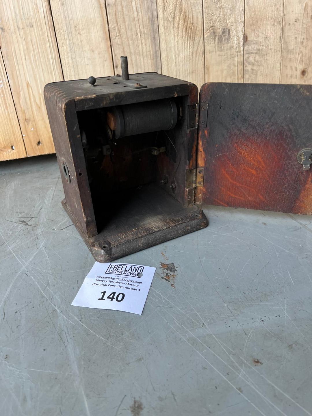 Primitive early 1880s Oak telephone table top candlestick ringer box