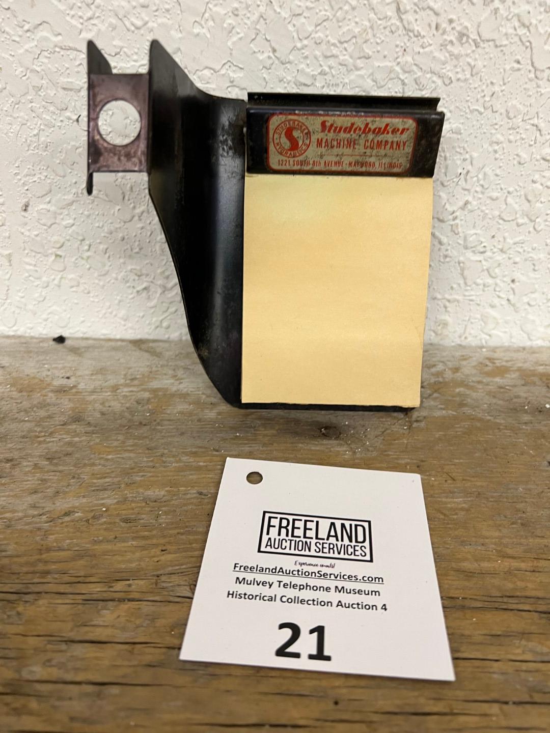 Studebaker Machine Co. Desk Telephone advertising attachment