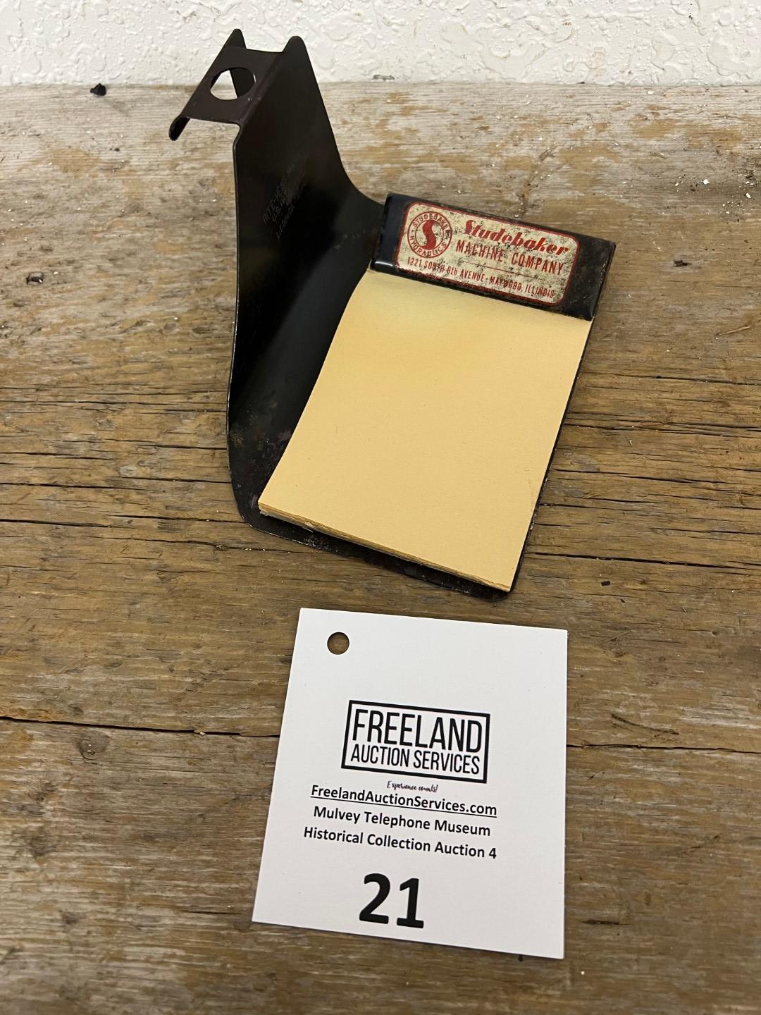 Studebaker Machine Co. Desk Telephone advertising attachment