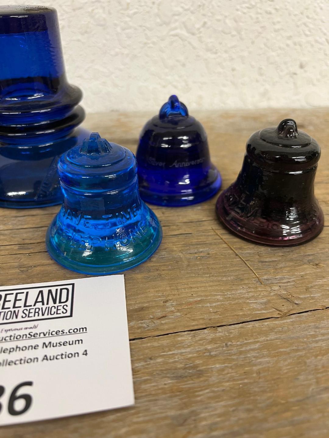 Group of 5 Cobalt blue Bell System Bell Telephone paperweights