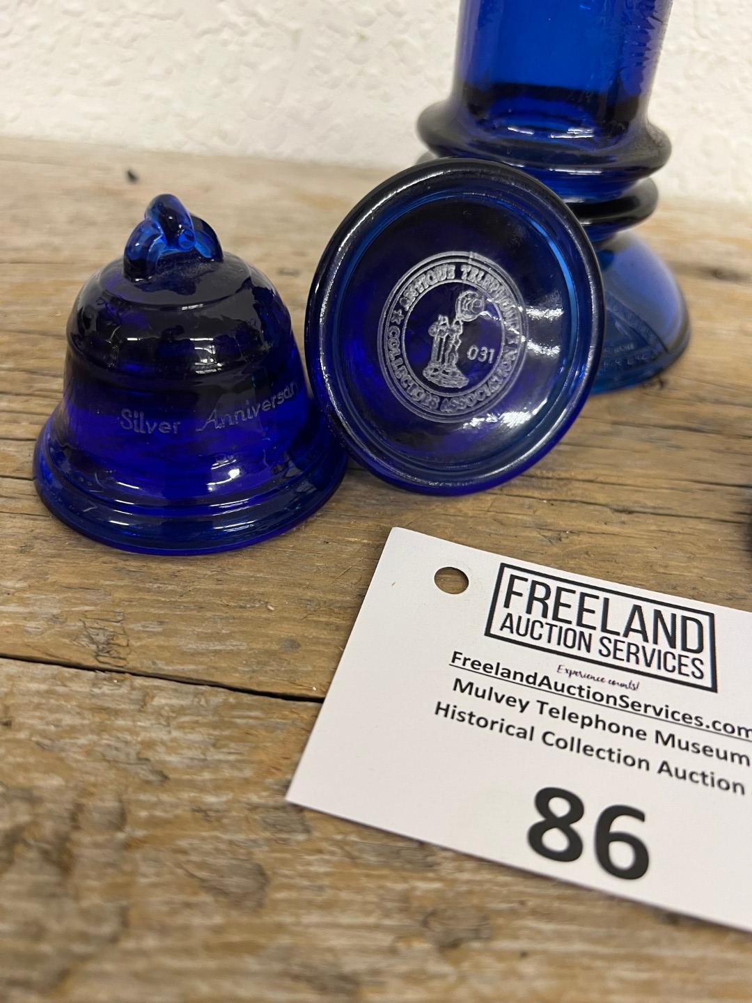 Group of 5 Cobalt blue Bell System Bell Telephone paperweights