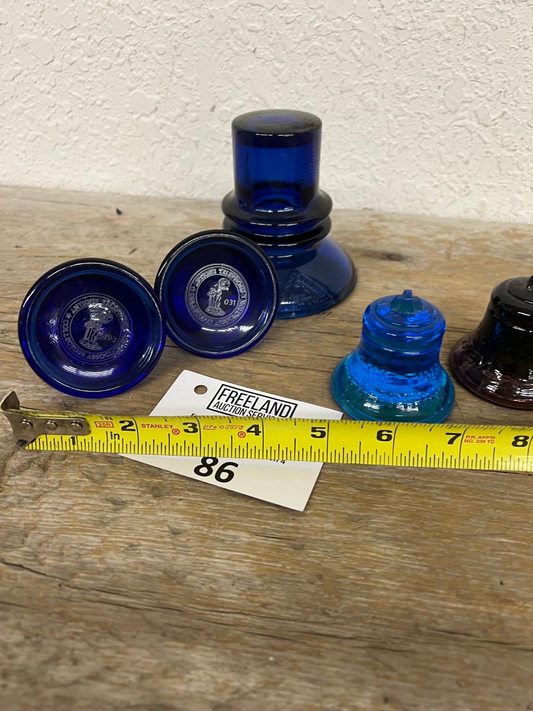 Group of 5 Cobalt blue Bell System Bell Telephone paperweights