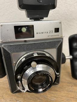 Mamiya 23 Standard Press style camera with Soligor 42 DA Flash