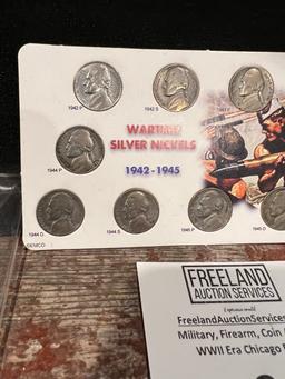 Wartime SILVER Nickels 1942-1945 complete group of 11